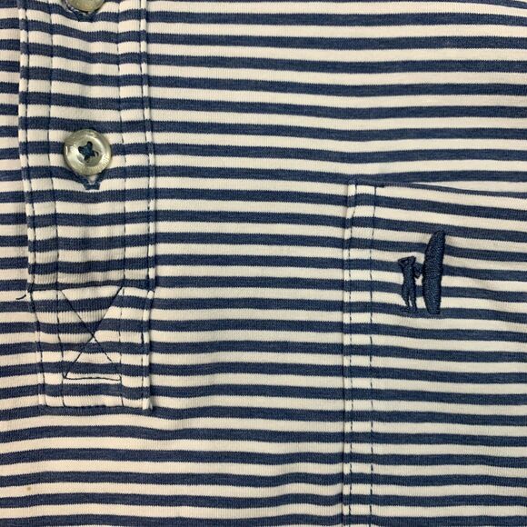 Johnnie-o Polo Shirt Mens XL Extra Large Cadet Blue Striped Stretch Cotton Golf - Picture 4 of 14